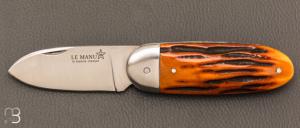   Couteau "  Le Manu " par La Bonne Trempe - Os cerfé et 14c28