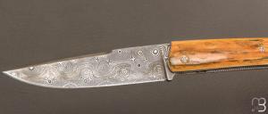   Couteau " Le Nayrac " de Jérôme Lamic - Ivoire de mammouth et lame en damas inoxydable