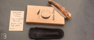   Couteau " Le Passager " de Pierre Thomas - Atelier Odae - Os cerfé et 14c28N