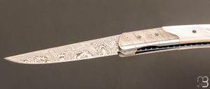   Couteau " Pièce unique " custom par Des Horn - Nacre et Damas