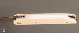   Couteau " Light " liner-lock par Thierry Chevron - Ivoire de mammouth et damas wootz