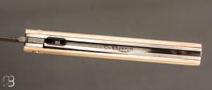   Couteau " Light " liner-lock par Thierry Chevron - Ivoire de mammouth et damas wootz