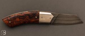 Couteau  "  Liner-Lock custom " par Florian Dreyer FD-Knives - Bois de fer et damas