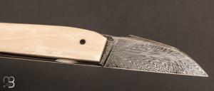   Couteau  "  Mastard Wharncliffe " custom par Christophe Arbogast - Ivoire de mammouth et lame damas