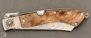   Couteau " Navaja Corsaire" par Jesus Granda - Loupe d'olivier et lame damas