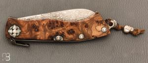 Couteau " Navaja Montañesa" par Jesus Granda - Loupe d'amboine et lame damas