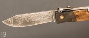   Couteau  " Navaja Teja" par Jesus Granda - Vieux chêne et lame damas