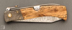   Couteau  " Navaja Teja" par Jesus Granda - Vieux chêne et lame damas