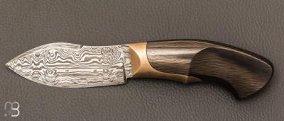  Couteau "  Nessmuk " fixe de Camille Sennegon - Fibre de carbone et lame en damas échelle W