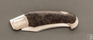   Couteau " Nuevo Western lock-back " de Cyril Kalisz - Loupe d'amboine et RWL34