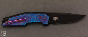 Couteau  " OAO One and Only WE23001-4 " WE KNIFE - Titane noir et Timascus
