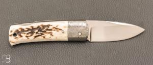   Couteau " Pitigrow  " par Les Couteliers de Fontainebleau - Bois de cerf