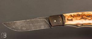   Couteau " Read " custom par Nicolas Weber - Ivoire de mammouth et lame damas