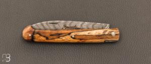 Couteau "Sauveterre" régional pliant - Bois d'Aubrac et lame damas