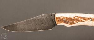   Couteau " Sionvillois " cran carré de Sylvain Petit - Les Couteaux du Mitou - Cerf et damas