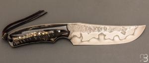 Couteau " Sparus " fixe forgé par Guy Poggetti - Corne de bélier et C130