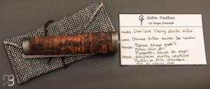  Couteau " Viking " style Puukko pliant des Forges d'Haraldr - Loupe de noyer et damas