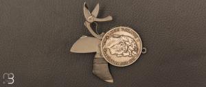 Couteau ancien " onglier 3 pièces " par Eloi Pernet avec monnaie Argent