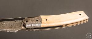   Couteau " custom " de Berthelemy Gabriel - La Forge Agab - Ivoire de mammouth et lame damas