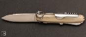 Couteau de poche Navette 13,5 cm Corne blonde 4 pices par J.Mongin