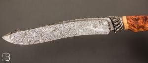   Couteau droit par Nicolas Mestrallet - Lame forgée acier damas et loupe d'amboine