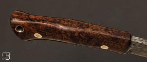 Couteau droit custom Koa et damas par Claude Bouchonville