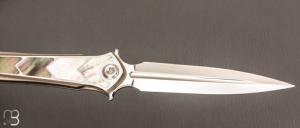   Dague pliante " Exocet " custom de Lionel Lalague - Nacre noire et lame en RWL34