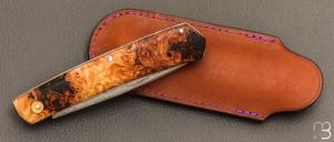 Couteau " 12A PERO " fait main par Denis Lagarde - Racine de châtaignier stabilisée