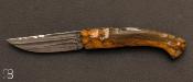 Couteau 1515 de poche collection " Primitive " par Manu Laplace - Os de renne teint