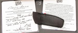    Couteau 1515 collection " 20 ans N°2/20 " par Manu Laplace - Nacre blanche et lame en damas inoxydable