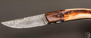    Couteau 1515 collection "Africa" par Manu Laplace - Bois de fer/Phacochère et lame damas