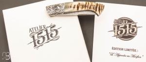    Couteau de poche 1515 édition limitée ''L'Approche au Mouflon'' lame Damas par Manu Laplace