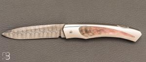  Couteau " 1820 Berthier " interframe par Charles Bennica - Nacre noire et Damasteel