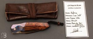   Couteau " Balrius " liner-lock par Florian Keller - bois de fer/ZircoTi et damas billes