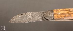 Couteau " Bouledogue " custom de Jérôme Bellon - Ivoire de mammouth et lame damas