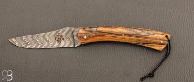   Couteau " Camembert damas" régional pliant en bois d'aubrac