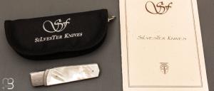   Couteau " Chiudibile  " custom par Fabrizio Silvestrelli - Nacre blanche et lame damas