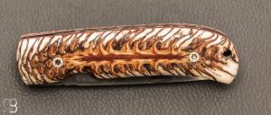 Couteau  "  Fidel " de poche manche en pomme de pin stabilisé par Citadel Dep Dep