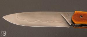   Couteau  "  Gyr " front flipper custom - Micarta Westinghouse et lame en U10A par Tim Bernard