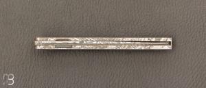   Couteau " HBP80 " de poche custom par Des Horn - Météorite Gibéon et Damasteel