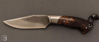    Couteau " Intégral " par Mickaël Moing - Loupe de bouleau stabilisé et lame en 100C6