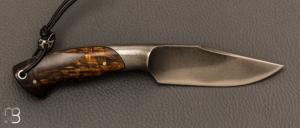    Couteau " Intégral " par Mickaël Moing - Loupe de bouleau stabilisé et lame en 100C6