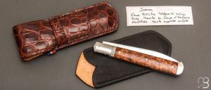  Couteau " Issoire Deluxe " pliant fait main par Bastien Toubhans - Atelier Beau Merle - Loupe d'amboine et RWL34