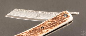   Couteau de poche Katsu - JDA01 - Bois de cerf et lame damas