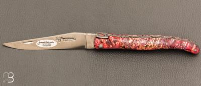 Couteau Laguiole en Aubrac Collection Cosmos modèle " Saturne " - Loupe de sureau rose