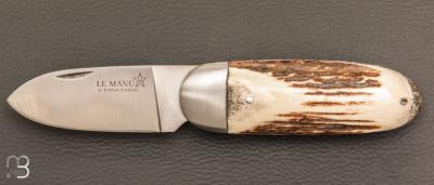   Couteau " Le Manu " par La Bonne Trempe - Bois de cerf et 14c28