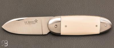    Couteau "  Le Manu " par La Bonne Trempe - Corian blanc et 14c28