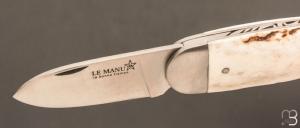   Couteau " Le Manu " par La Bonne Trempe - Bois de cerf et 14c28