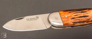   Couteau "  Le Manu " par La Bonne Trempe - Os cerfé et 14c28