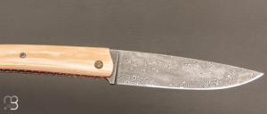   Couteau " Le Nayrac " de Jérôme Lamic - Ivoire de mammouth et lame en damas inoxydable